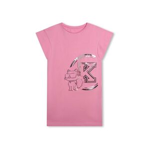 Karl Lagerfeld gyerek pamutruha rózsaszín, mini, egyenes