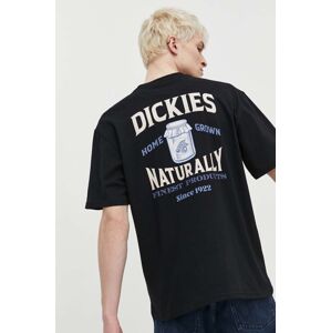 Dickies pamut póló ELLISTON TEE SS fekete, férfi, nyomott mintás, DK0A4YRM