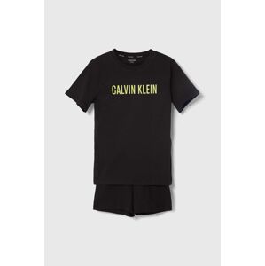 Calvin Klein Underwear gyerek pamut pizsama fekete, nyomott mintás