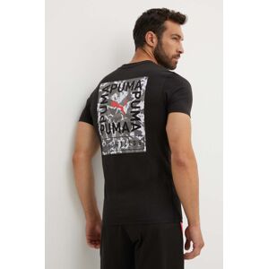 Puma edzős póló fekete, nyomott mintás, 525104