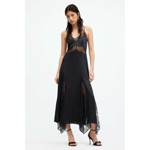 AllSaints selyem ruha JASMINE DRESS fekete, maxi, harang alakú, W063DA
