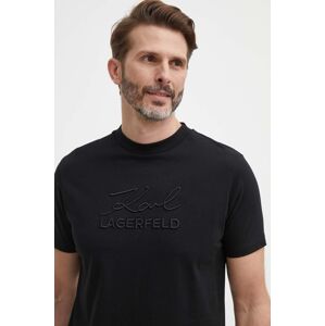 Karl Lagerfeld pamut póló fekete, férfi, nyomott mintás, 542225.755030