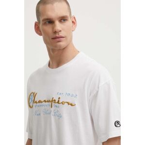 Champion pamut póló fehér, férfi, nyomott mintás, 219998