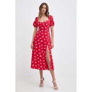 Bardot ruha GILLIAN piros, midi, harang alakú, 59235DB