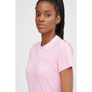 Puma pamut póló SQUAD női, rózsaszín, 677897
