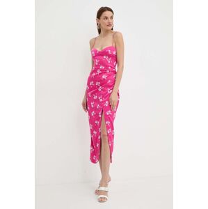 Bardot ruha AMIKA rózsaszín, midi, testhezálló, 59216DB