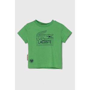 Lacoste gyerek pamut póló zöld, nyomott mintás