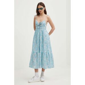 Pepe Jeans pamut ruha MALLORY PRINT midi, harang alakú, PL953533