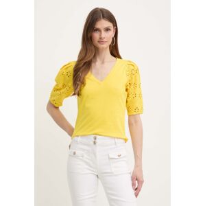 Morgan t-shirt DPALM női, sárga, DPALM