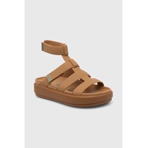 Crocs szandál Brooklyn Luxe Gladiator barna, női, platformos, 209557