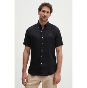 Polo Ralph Lauren len ing legombolt galléros, fekete, regular, 710795452