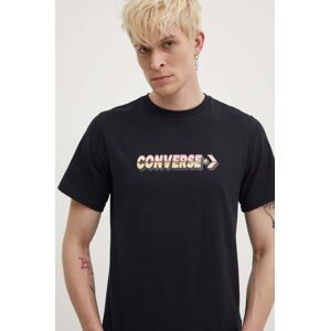 Converse pamut póló fekete, nyomott mintás, 10026416-A01