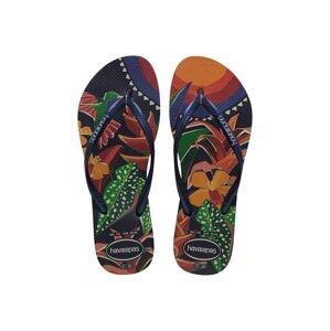 Havaianas flip-flop SLIM TROPICAL sötétkék, női, lapos talpú, 4122111.4368