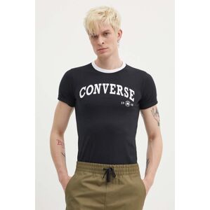 Converse pamut póló fekete, nyomott mintás, 10026365-A02