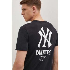 Nike pamut póló New York Yankees fekete, férfi, nyomott mintás