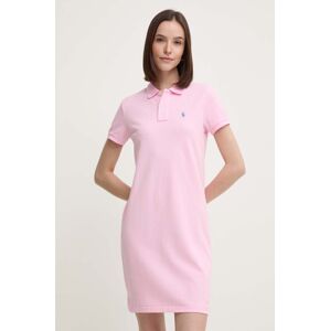 Polo Ralph Lauren pamut ruha rózsaszín, mini, egyenes