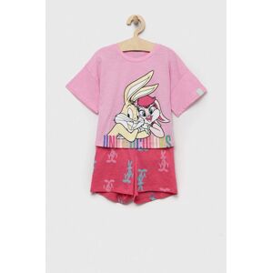 United Colors of Benetton gyerek pamut pizsama x Looney Tunes rózsaszín, nyomott mintás