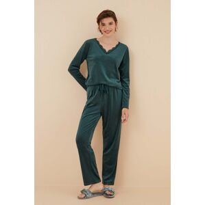 women'secret pizsama SOFT TOUCH FRANCHISEE női, zöld, csipkés, 3596066