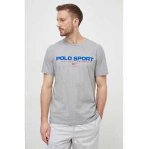 Polo Ralph Lauren pamut póló szürke, férfi, nyomott mintás