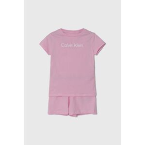 Calvin Klein Underwear gyerek pamut pizsama rózsaszín, nyomott mintás