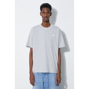New Balance pamut póló Essentials Cotton szürke, férfi, melange, MT41509AG